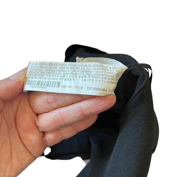 Zara Womens Medium Bra Crop Top Sailor Nautical Theme Ribbed Black Solid - Picture 3 of 8